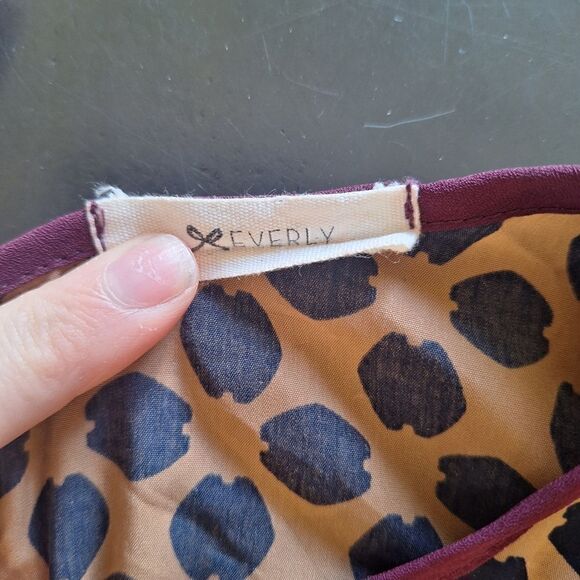 Anthropologie Everly polka dot shift dress small tan and blue - Picture 3 of 7